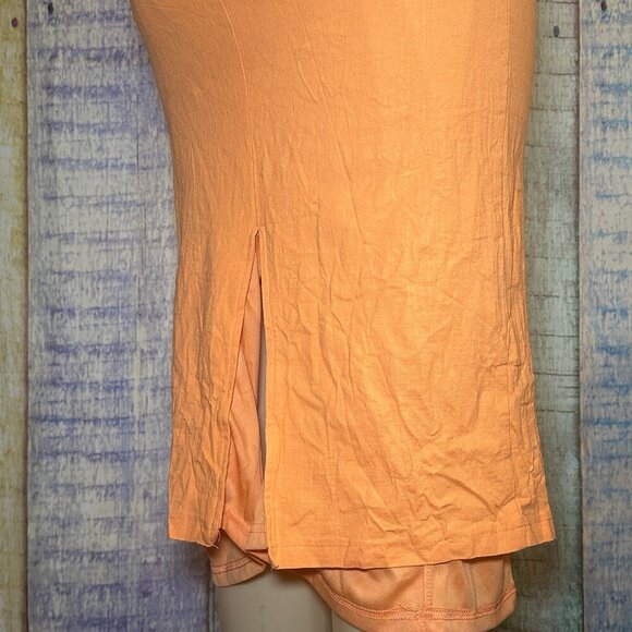 Women’s Orange Idem Ditto Strapless Fitted Midi Large Dress Back Zipper & Slit - Picture 7 of 9